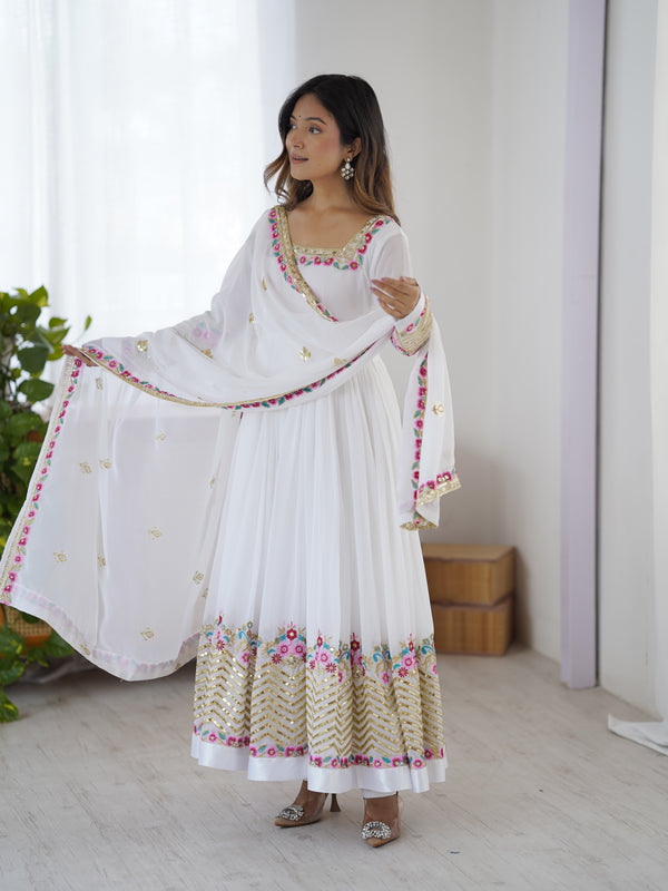 Pearl Embroidered Gown with Dupatta