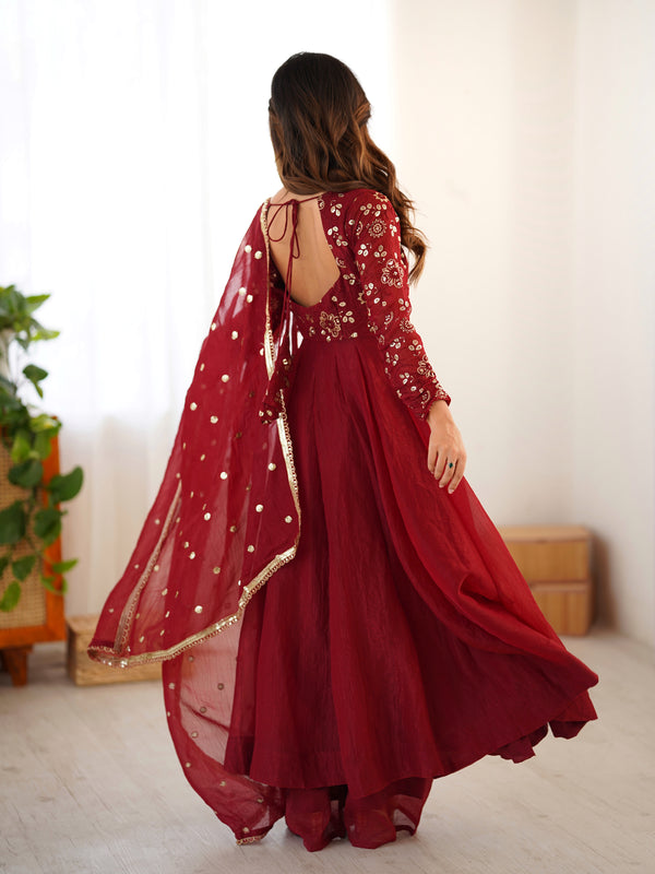Kumkum Royale – Rich Maroon Women’s Gown