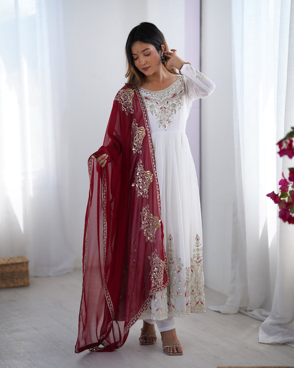 Zohra Luxe Embroidered Gown with Dupatta
